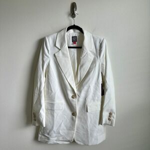 Vince Camuto Blazer Womens 8 New Ivory‎ Garden Romance White Jacket Pockets NWT